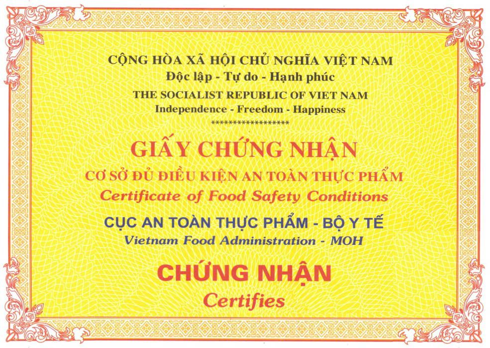 Chứng nhận an toàn thực phẩm